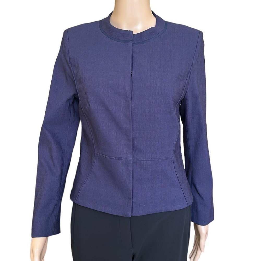 ZAC Zac Posen Navy Blue Cropped Fitted Blazer Jacket Size 6 Made in USA